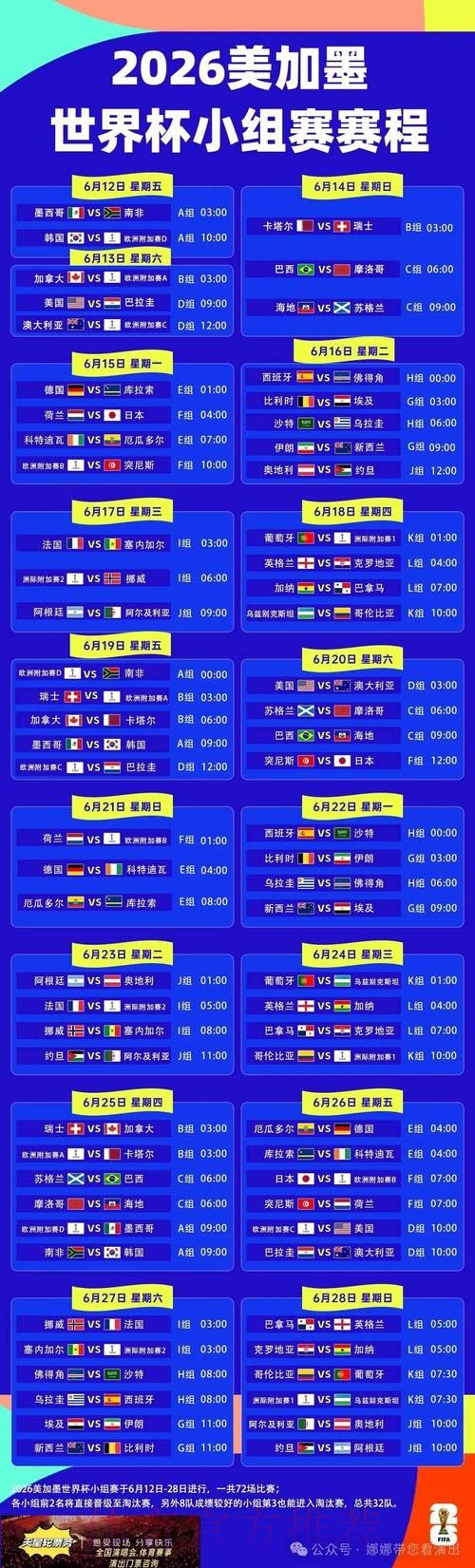 2026世界杯每日赛程一览全程直播怎么查 2026世界杯每日赛程一览全程直播怎么查